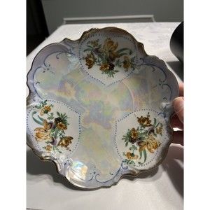 Vintage Trimont Ware Japan Floral Lustreware Iridescent Scalloped Bowl ~ 7 1/2”